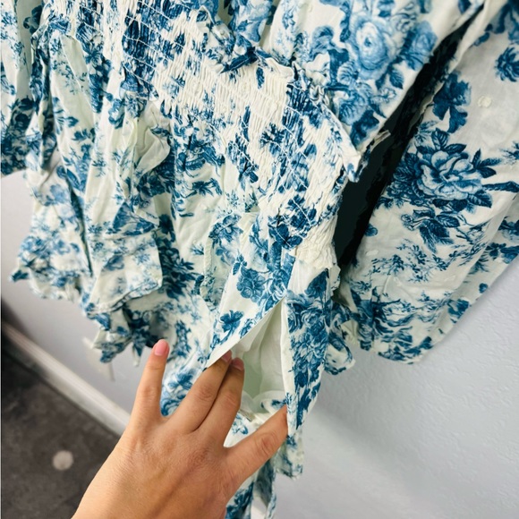 Gap x LoveShackFancy Blue Floral Ruffle Mini Dress Size Small - Picture 12 of 12